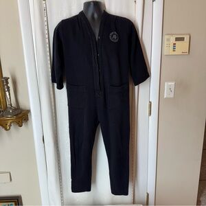 Vintage NAF NAF Black Fleece Cropped Jumpsuit Size Small